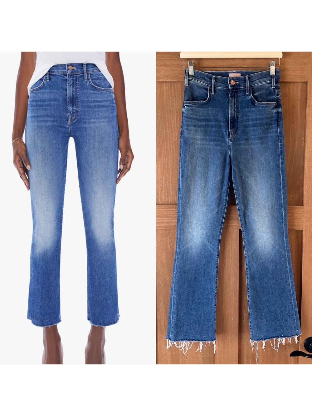 MOTHER The Hustler Ankle Fray Kick Flare Jeans in Healing Jar Wash Women’s 27